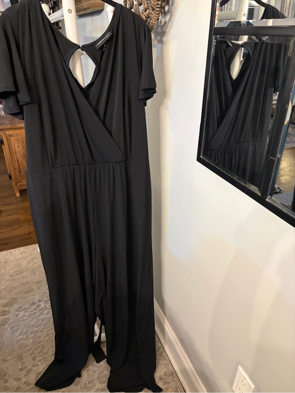 Lane Bryant Black Wrap-Front Jumpsuit size 22/24 keyhole back